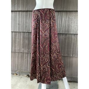 🔥Vintage Casual Corner Paisley Bohemian Flowy Retro Burgundy Maxi Dress M